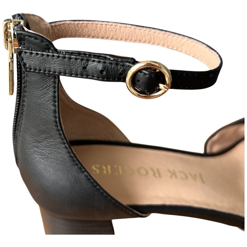 JACK ROGERS Abigail Mid Heel Women's Size 8 Black Leather Knot Dress Sandals - Picture 10 of 14